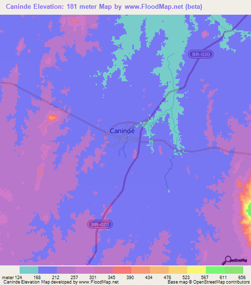 Caninde,Brazil Elevation Map