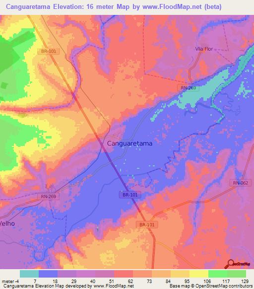 Canguaretama,Brazil Elevation Map