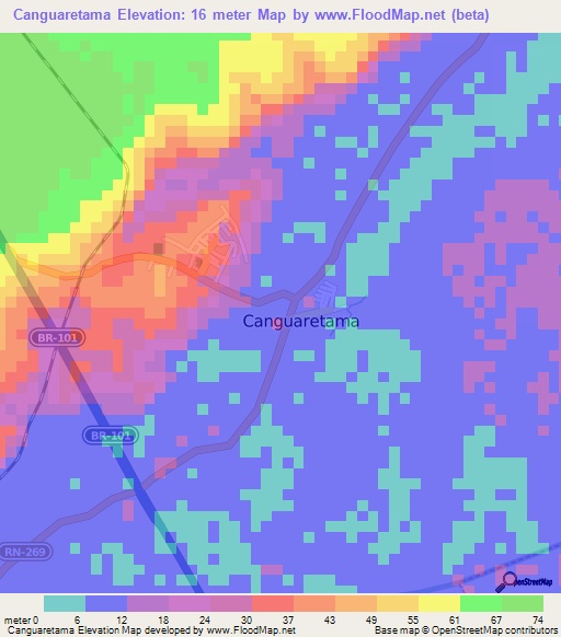 Canguaretama,Brazil Elevation Map