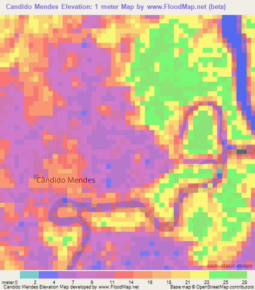 Candido Mendes,Brazil Elevation Map