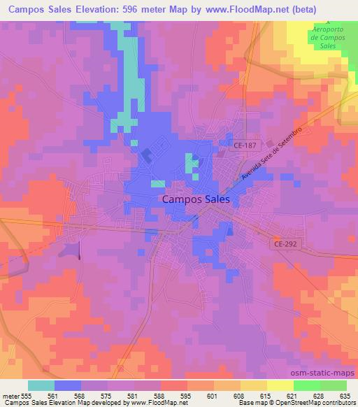 Campos Sales,Brazil Elevation Map