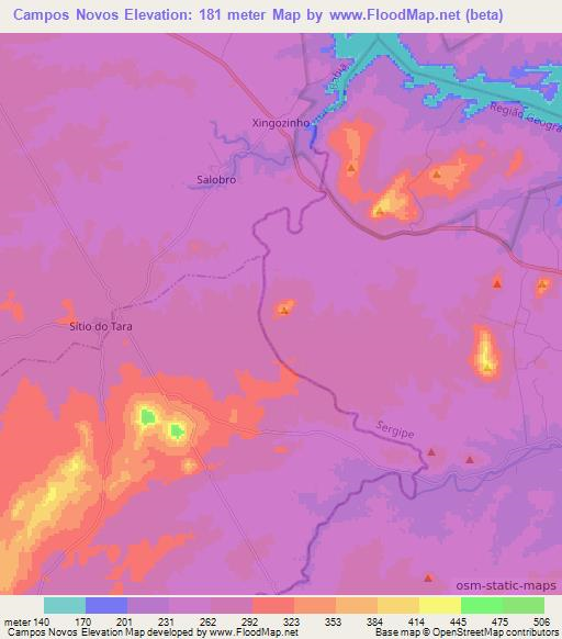 Campos Novos,Brazil Elevation Map