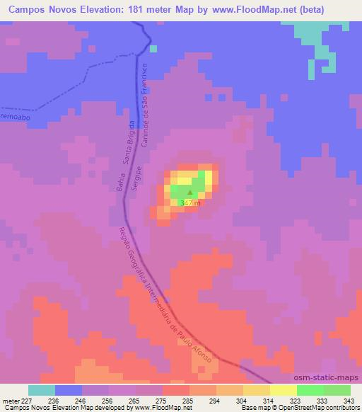 Campos Novos,Brazil Elevation Map