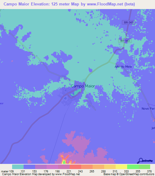 Campo Maior,Brazil Elevation Map
