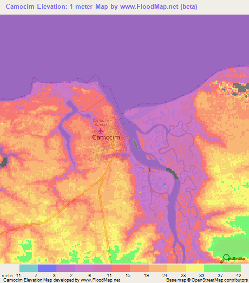 Camocim,Brazil Elevation Map