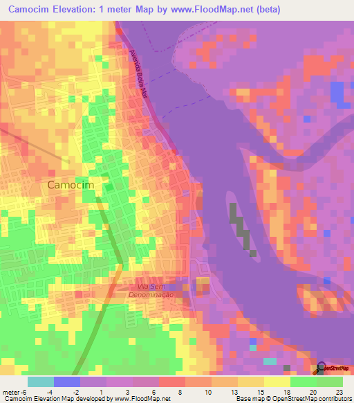 Camocim,Brazil Elevation Map