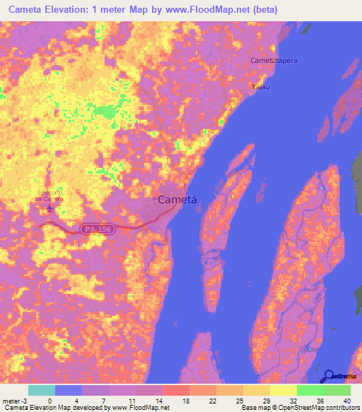 Cameta,Brazil Elevation Map