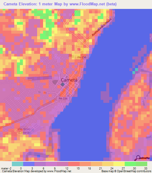 Cameta,Brazil Elevation Map