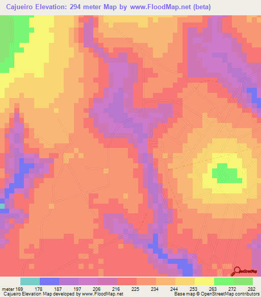 Cajueiro,Brazil Elevation Map