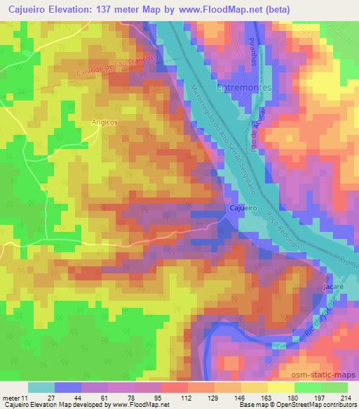 Cajueiro,Brazil Elevation Map