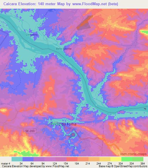 Caicara,Brazil Elevation Map