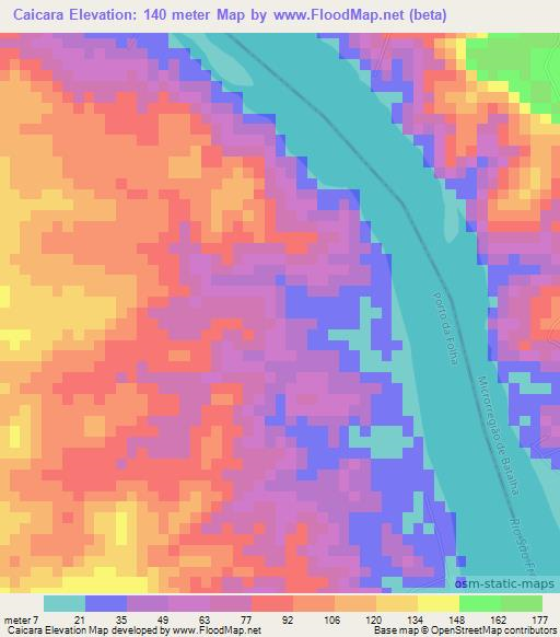 Caicara,Brazil Elevation Map