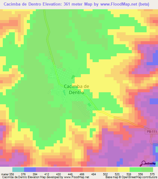 Cacimba de Dentro,Brazil Elevation Map