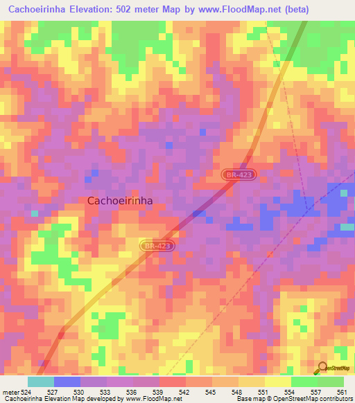 Cachoeirinha,Brazil Elevation Map