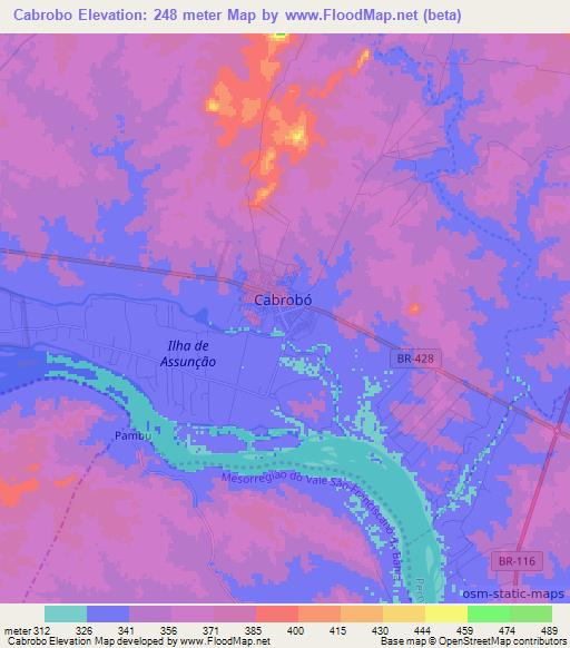 Cabrobo,Brazil Elevation Map