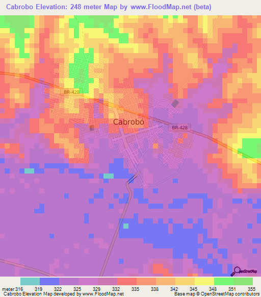 Cabrobo,Brazil Elevation Map