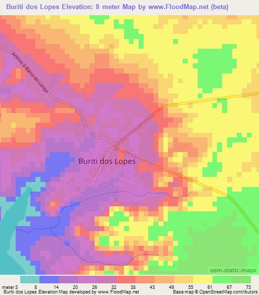 Buriti dos Lopes,Brazil Elevation Map