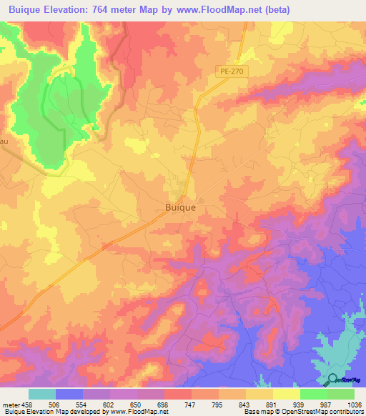 Buique,Brazil Elevation Map