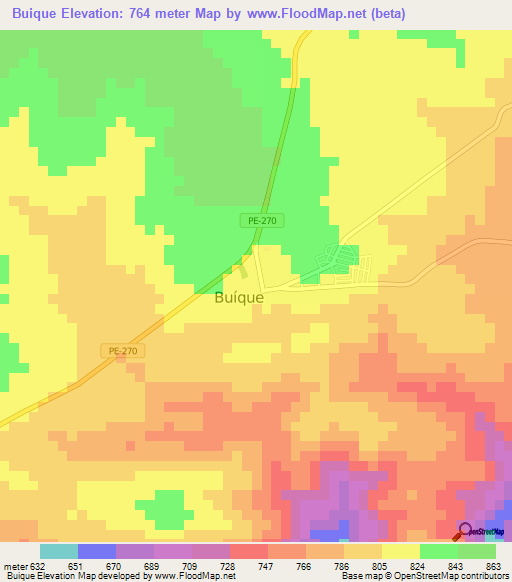 Buique,Brazil Elevation Map