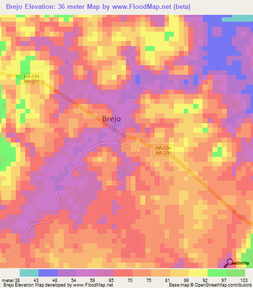 Brejo,Brazil Elevation Map