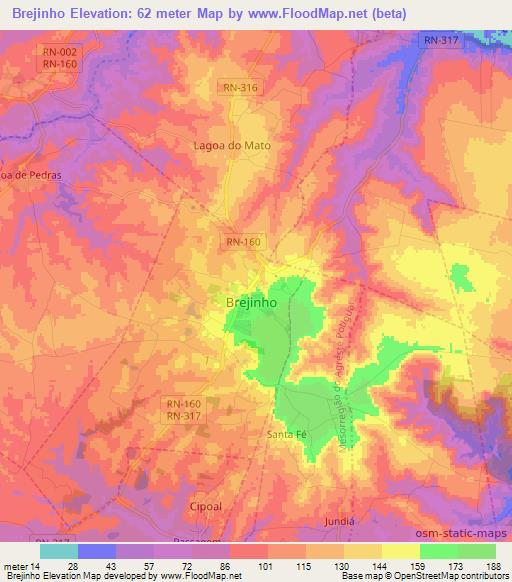 Brejinho,Brazil Elevation Map