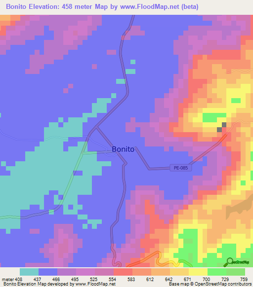 Bonito,Brazil Elevation Map