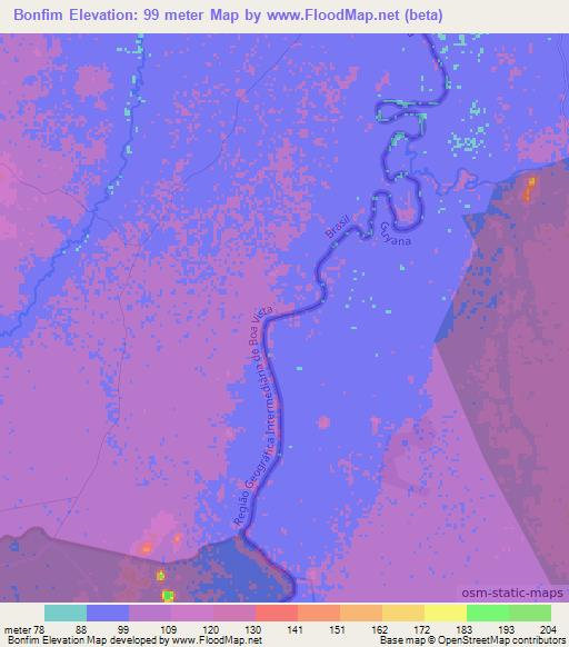 Bonfim,Brazil Elevation Map