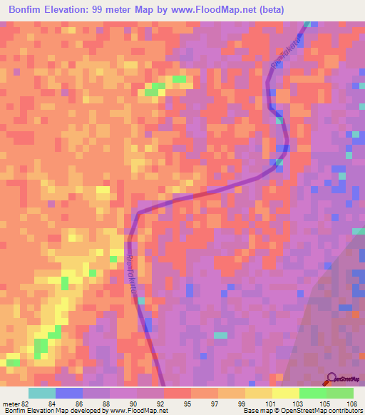 Bonfim,Brazil Elevation Map