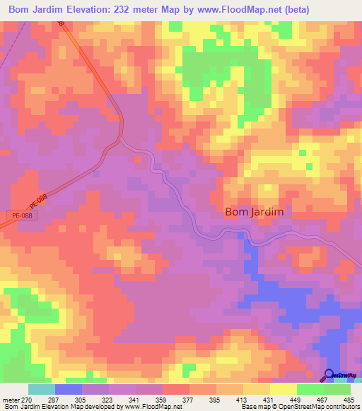 Bom Jardim,Brazil Elevation Map