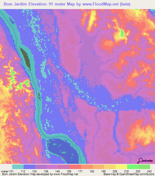 Bom Jardim,Brazil Elevation Map