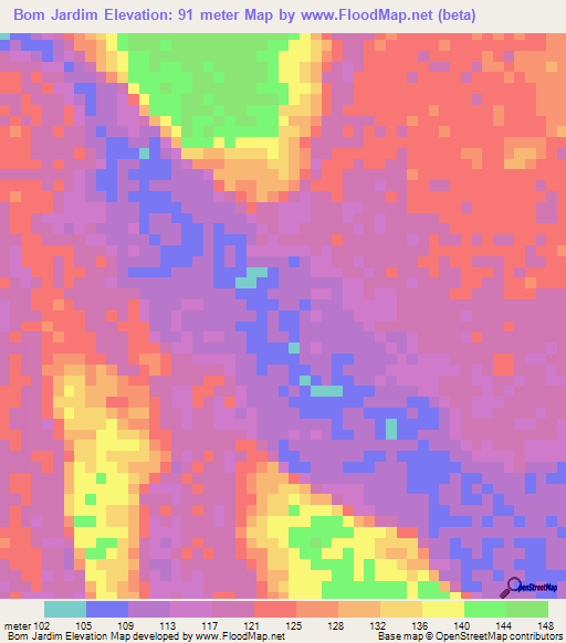 Bom Jardim,Brazil Elevation Map