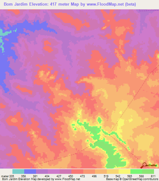 Bom Jardim,Brazil Elevation Map