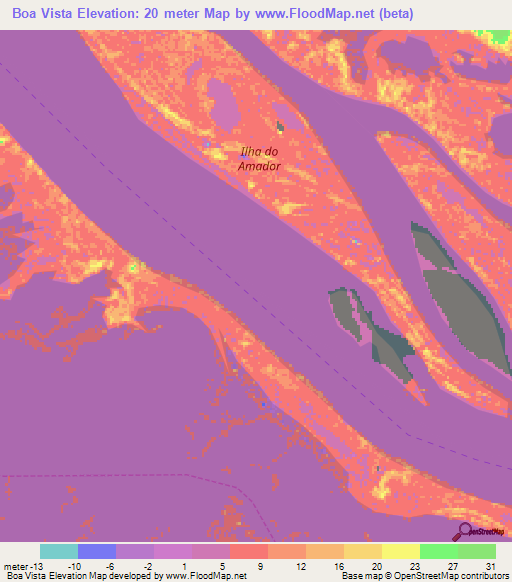 Boa Vista,Brazil Elevation Map