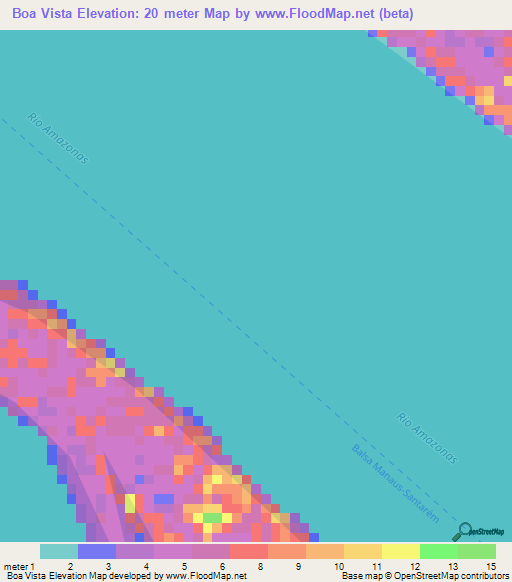 Boa Vista,Brazil Elevation Map