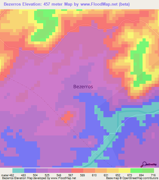 Bezerros,Brazil Elevation Map