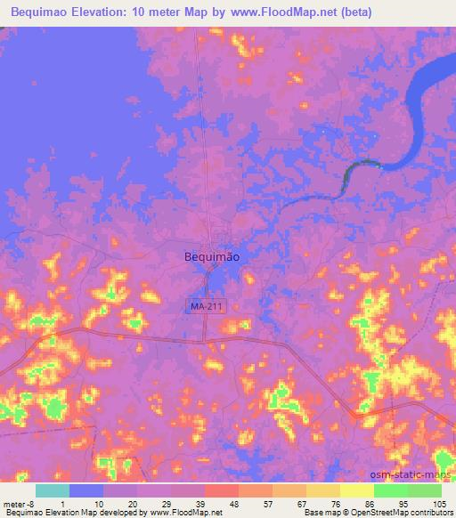 Bequimao,Brazil Elevation Map