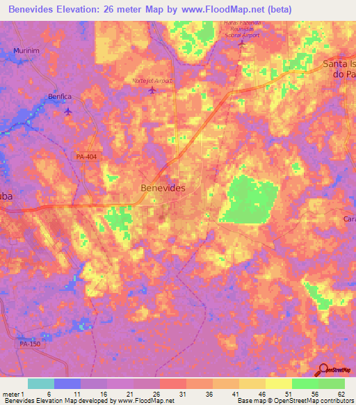 Benevides,Brazil Elevation Map