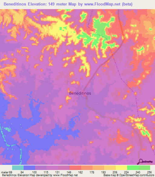 Beneditinos,Brazil Elevation Map