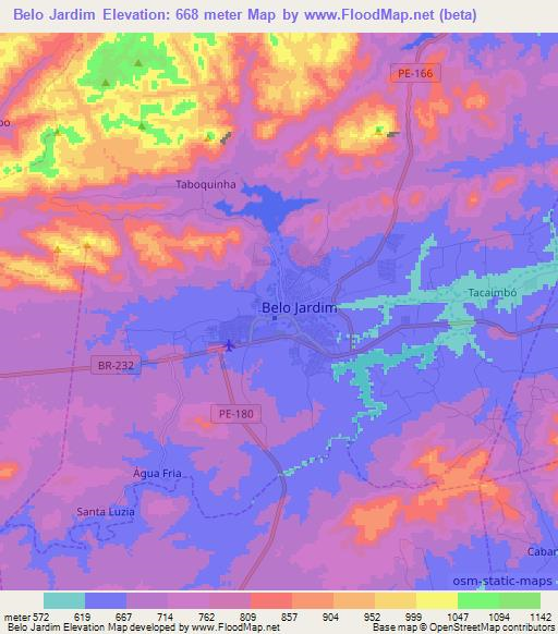 Belo Jardim,Brazil Elevation Map