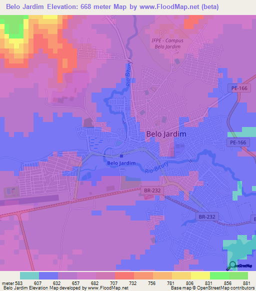 Belo Jardim,Brazil Elevation Map