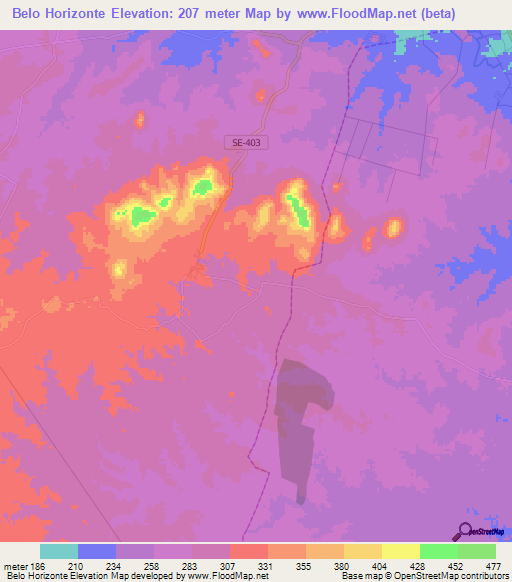 Belo Horizonte,Brazil Elevation Map