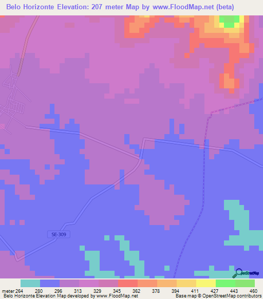 Belo Horizonte,Brazil Elevation Map