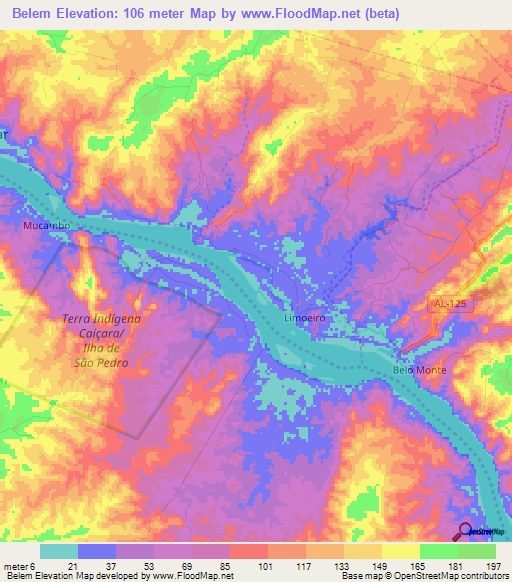 Belem,Brazil Elevation Map