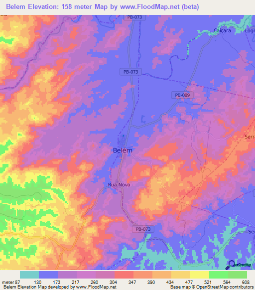 Belem,Brazil Elevation Map