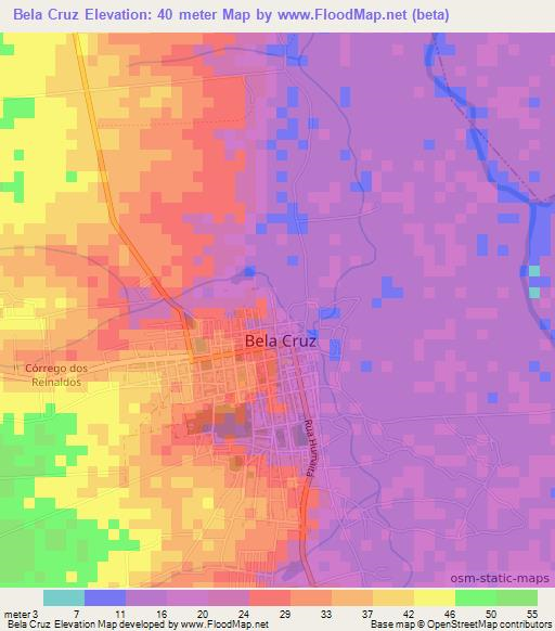 Bela Cruz,Brazil Elevation Map