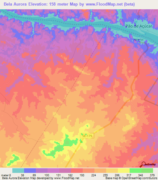 Bela Aurora,Brazil Elevation Map