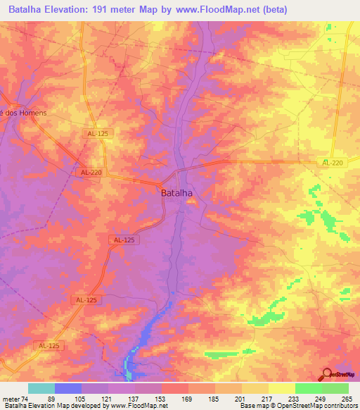 Batalha,Brazil Elevation Map