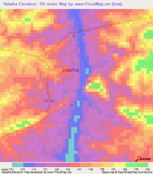 Batalha,Brazil Elevation Map