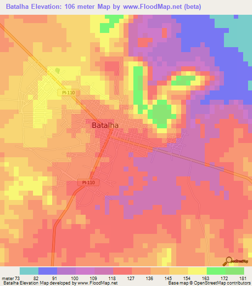 Batalha,Brazil Elevation Map