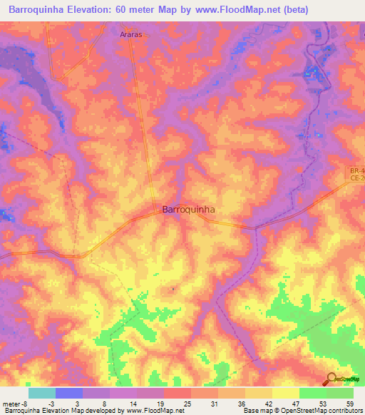 Barroquinha,Brazil Elevation Map